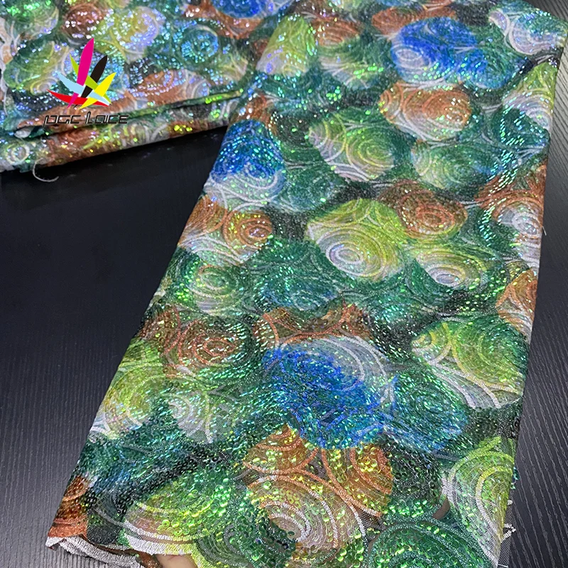 Vysoká Kvalita Sequin Tylu Francúzskej Čipky Textílie Modrá Farba, Vyšívané Listy Kvetinový Vzor, Afriky Nigérijský Najnovšie Dizajn, Najnovšie