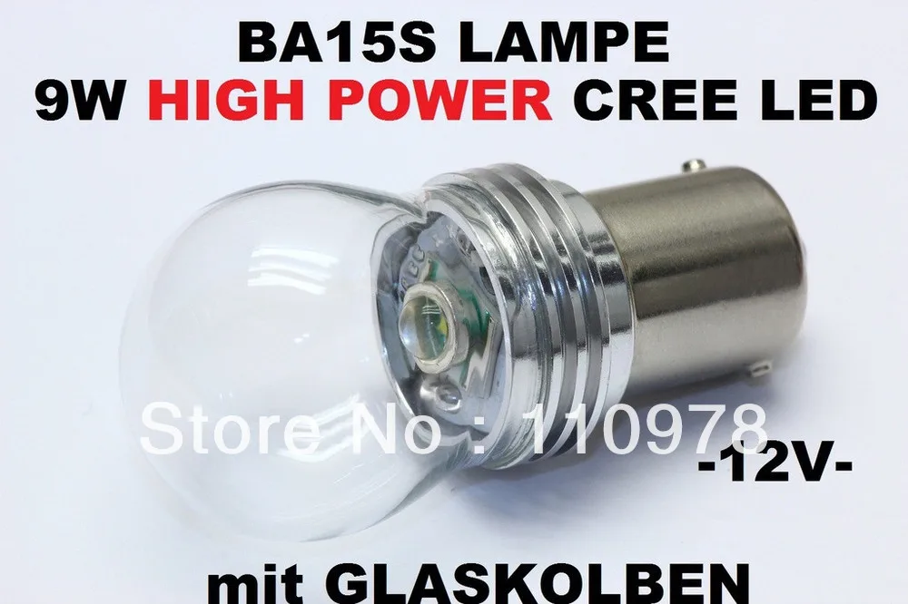 Vysoký výkon CREE Čipom smd-led BA15S 6000K kalte-weiss 9W 12 V Napätie P21W Innenraum Lampe