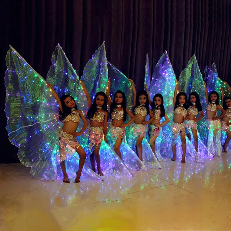 Výkon Prop Deti Dancewear Deti LED Krídla rozsvieti Krídla Kostým, Doplnky, Brušný Tanec Krídlo (s palicami) Multicolors