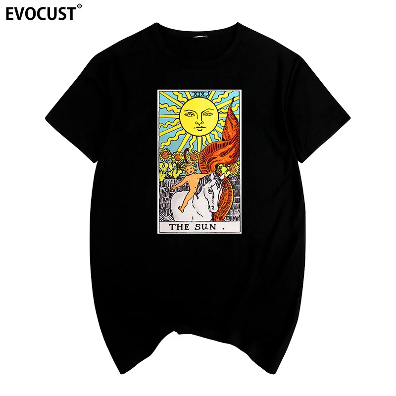 Význam Slnka Major Arcana Tarot Karty v Čítaní Lete tlačiť T-shirt Bavlna Mužov tričko ženy, ČAJ