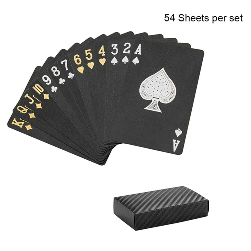 Waterproof Black Poker Štandardné Hracie Karty, Magické Triky Nástroj Zábavné Hracie Karty Čierny Kockovaný Domáce Dekorácie