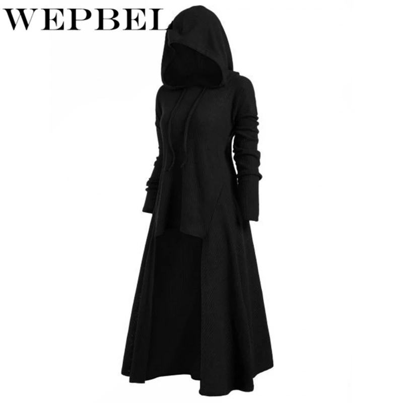 WEPBEL Ženy Dlhý Rukáv Stredoveké Vintage Šaty s Kapucňou Gotický Fantasy Asymetrické Šaty Renesancie Cosplay Šaty Plus Veľkosť