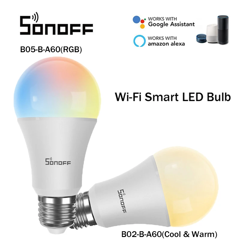 WiFi Smart LED Žiarovka E27 Stmievateľné RGB Žiarovky SONOFF B02-B-A60/ B05-B-A60 9W Pre Smart Home Automation eWeLink APP Control