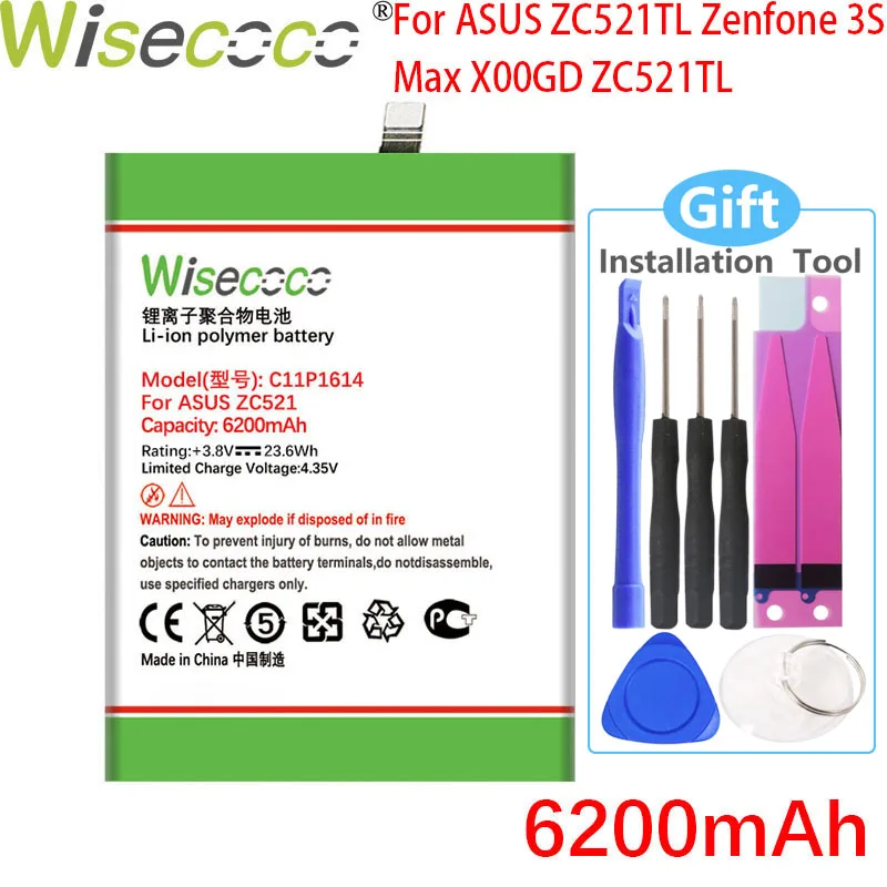 WISECOCO 6200mAh C11P1614 Batéria Pre Asus ZC521TL ZenFone Pegasus 3S MAX Mobilný Telefón Na Sklade