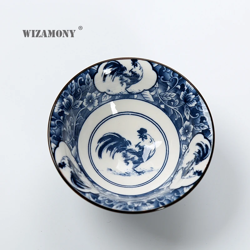 WIZAMONY Drinkware Čínskej Kung-Fu Čaj Nastaviť Teacup poháre Handpainted Modré a biele Keramické, Porcelánové pre puer Oolong Čaj
