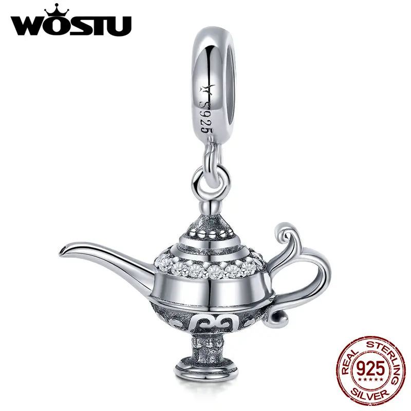 WOSTU Hot Predaj 925 Sterling Silver Lampa Aladdin Visieť Kúzlo Fit Pôvodné DIY Korálky Náramok Šťastie Priať Šperky Darček CQC703