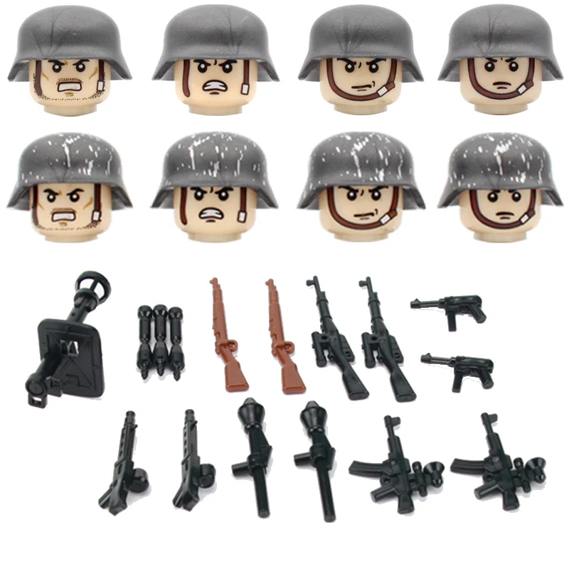 WW2 Vojak, číselné Údaje Príslušenstvo Stavebné Bloky Vojenské Nemecko Kamufláž M35 Prilba Zbrane Mini Tehly Hračky Pre Deti,