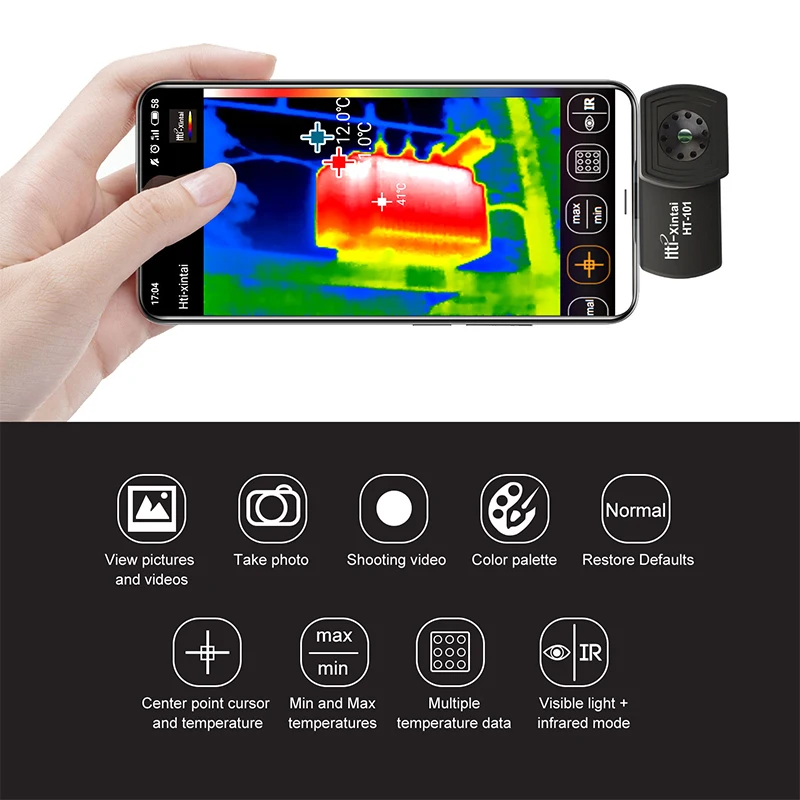 XEAST HT-101 Telefón Tepelnej Detekcie Imager pre Android Typu C Termálnou Teplota Video, Obrázky Tvár Zobrazovacie Kamery