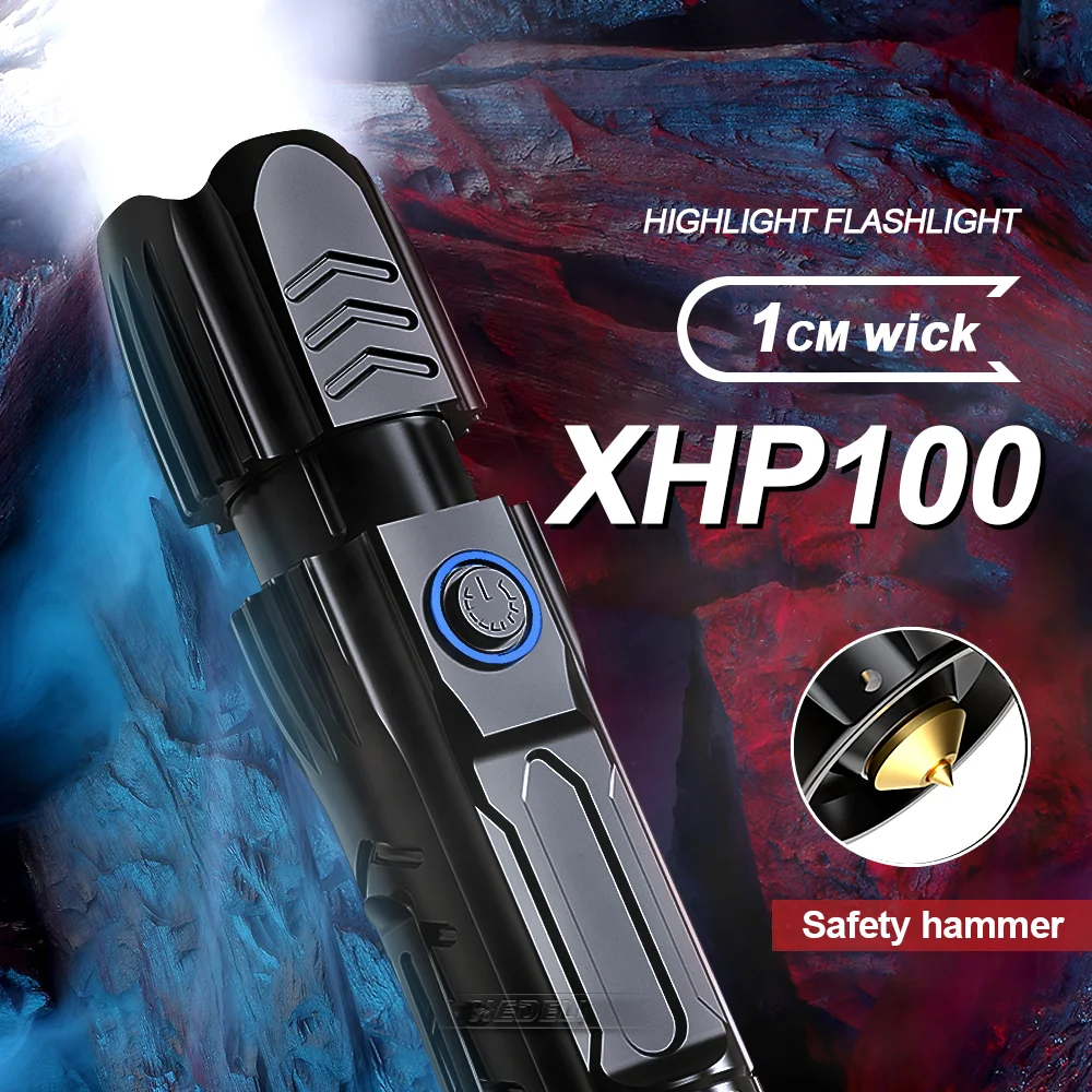 Xhp100 najvýkonnejšie led baterka pochodeň usb xhp90.2 nabíjacie taktické baterky 18650 alebo 26650 ručné svietidlo lov svietidla