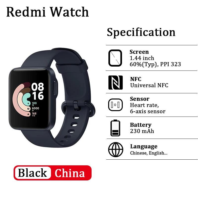 Xiao Redmi Smart Hodinky, Náramok NFC Srdcového tepu Tracker 1,4 palca Budík 5ATM Nepremokavé Mi Pozerať Lite CN Verzia