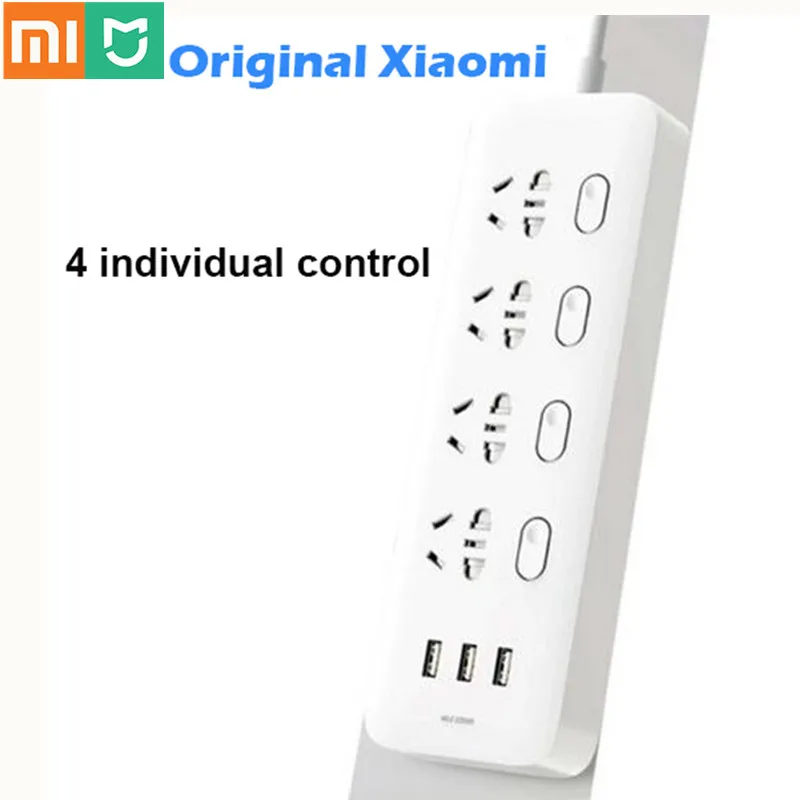 Xiao Zásuvky Mijia Výkon rozširujúcej Zásuvky, 4 Individuálne Ovládanie 3 USB 5V 2.1 Rýchle Nabíjanie Rozšírenie Zásuvky S Bezpečnostné Dvere