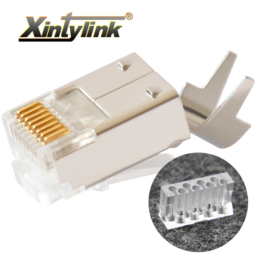 Xintylink kábel siete ethernet konektor rj45 plug cat6 sieťovú rj 45, 8p8c modular cat 6 conector stp tienené pozlátené jack 50U