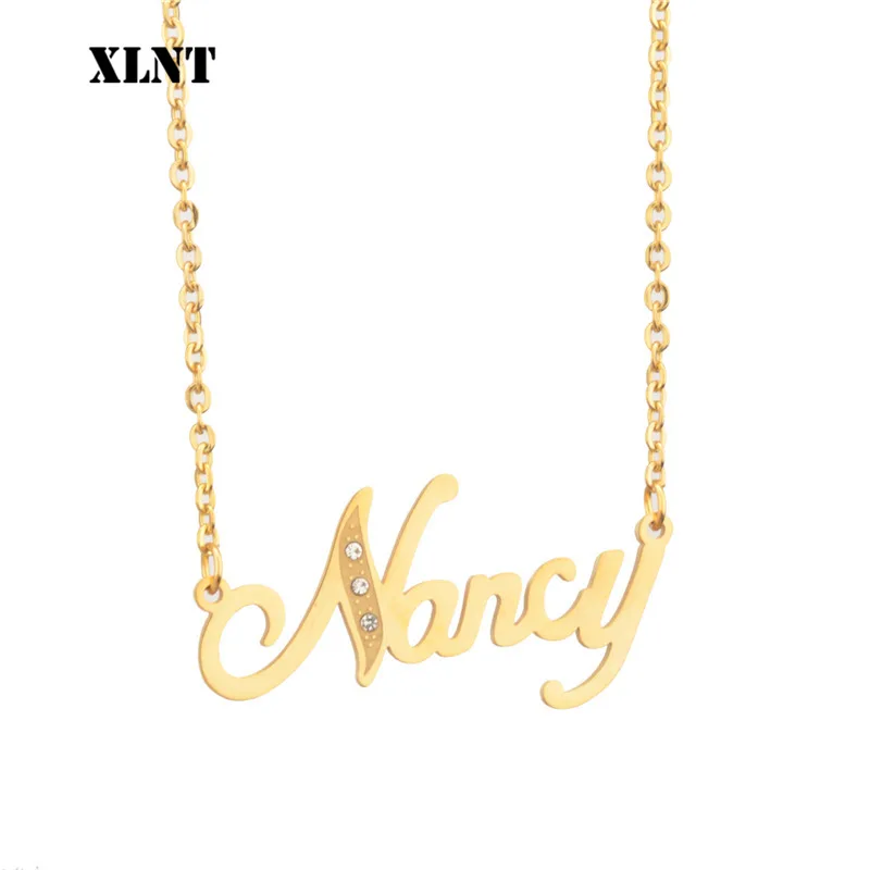 XLNT Nancy Názov Náhrdelník Hot Predaj Zlatá Farba Náhrdelník Kúzlo List Náhrdelník Názov Šperky Pre Ženy Príslušenstvo Priateľku, Darček