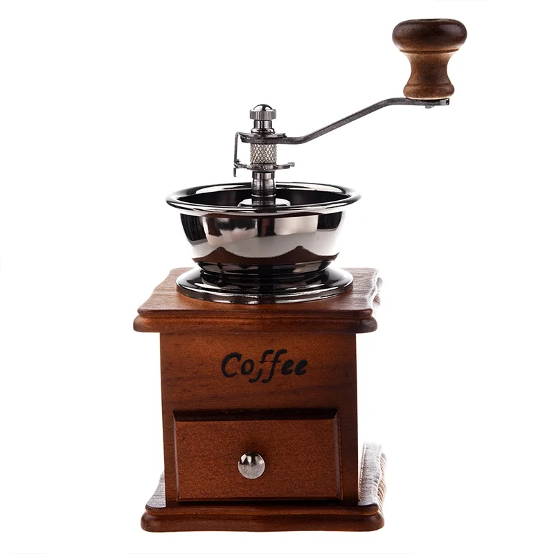 XMX-Ručný mlynček na kávu Drevené / kovové strane mlyn Korenie mlyn (drevo farba)