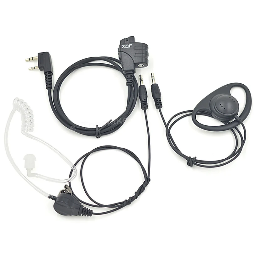 XQF 2 Pin Akustické Trubice Slúchadlo Headset Mikrofón PTT pre Kenwood Baofeng PUXING QUANSHENG TYT obojsmerné Rádiové Walkie Talkie 2-v-1