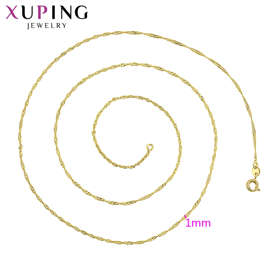 Xuping Módne Šperky Dlhý Náhrdelník Jednoduchý Dizajn Svetlo Žlté Zlato-farba Á pre Ženy, Darčeky 45232