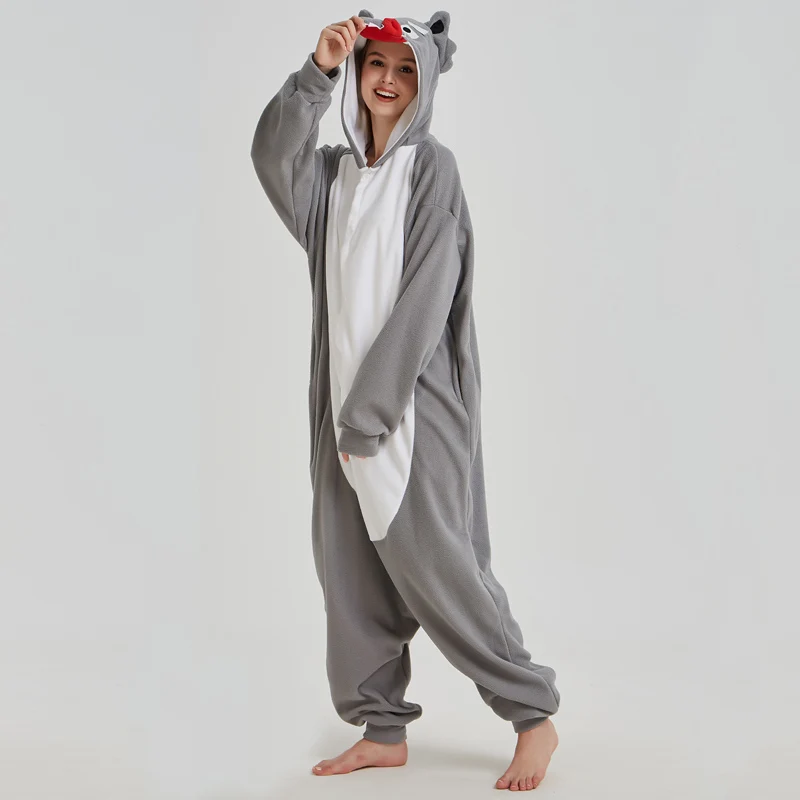 XXL Vlk Kigurumi Pyžamo Zvierat Onesies Pre Dospelých Žien Pijamas Fleece Jeden Kus Pyžamá Halloween Vianoce Cosplay Kostým