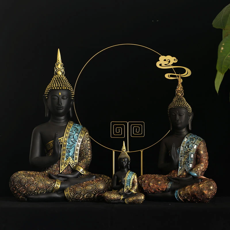 Y. DSHH Sochu Budhu v Thajsku Socha Budhu Zelená Živice Ručne Vyrobené Budhizmus Hinduistickej Fengshui Figúrka Meditácie Domova FX2
