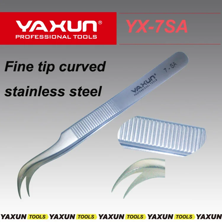 YAXUN YX-7SA Rozšírené Ultra jemné bod tip zakrivené tweezer, protišmykový povrch,nerezová oceľ s vysokou qulaity tweezer pre elektronické repoiar