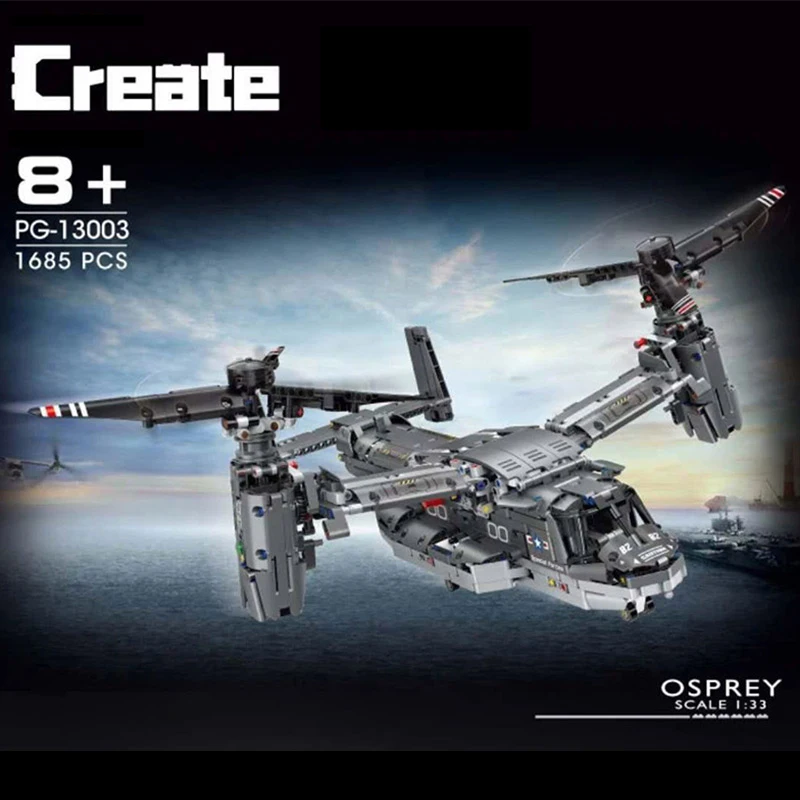 Yeshin 13003 Kreatívne Hračky Montáž Tehly Kompatibilný S 42113 V-22 Osprey Lietadlo Model Stavebné Bloky Pre Deti Vianočné Darčeky