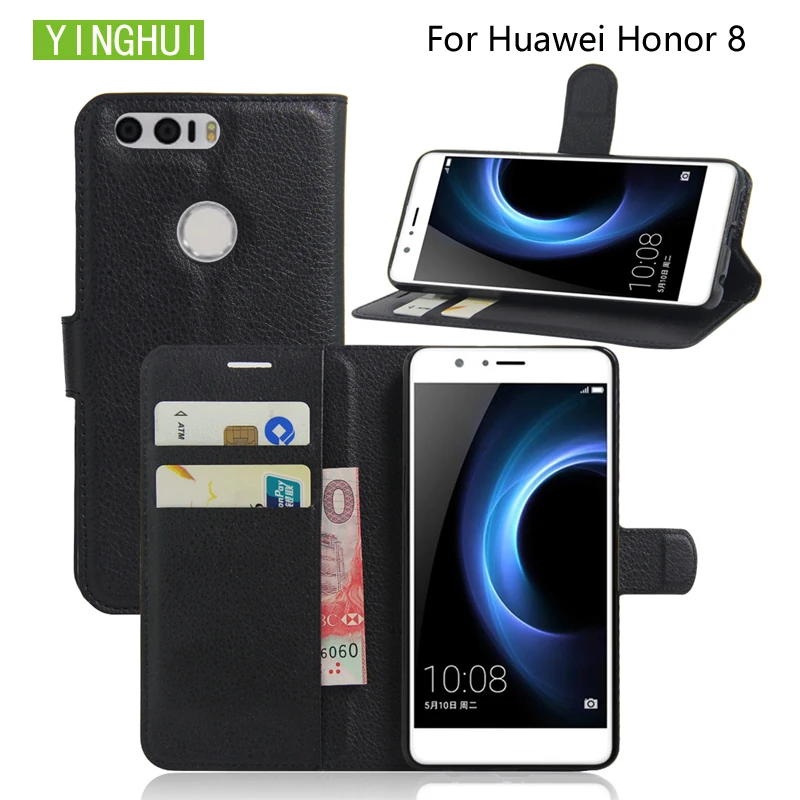 YINGHUI Módne Litchi Textúra Kožené puzdro Na Huawei Honor 8 5.2