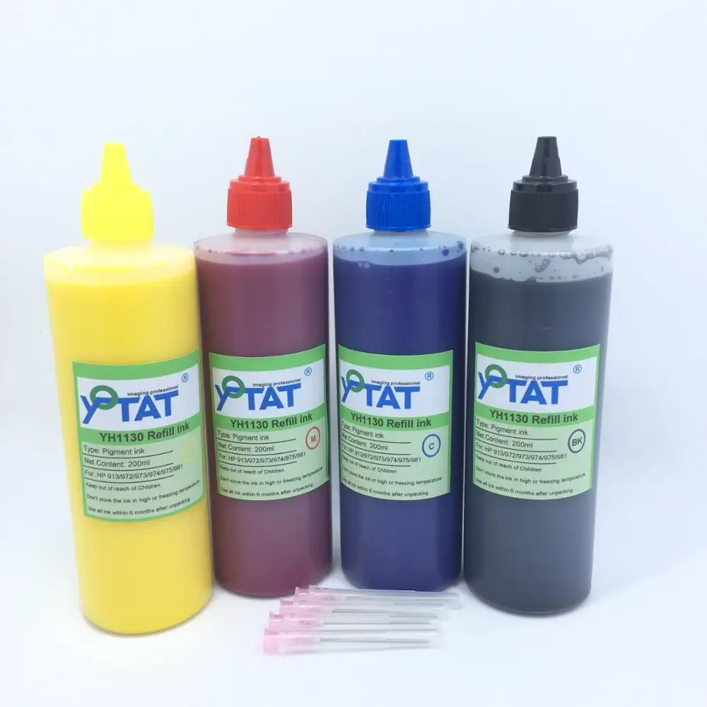YOTAT 4*200 ml fľašiach Pigmentový atrament pre HP913 HP972 HP973 HP974 HP975 HP981 atramentových zásobníkov alebo CISS