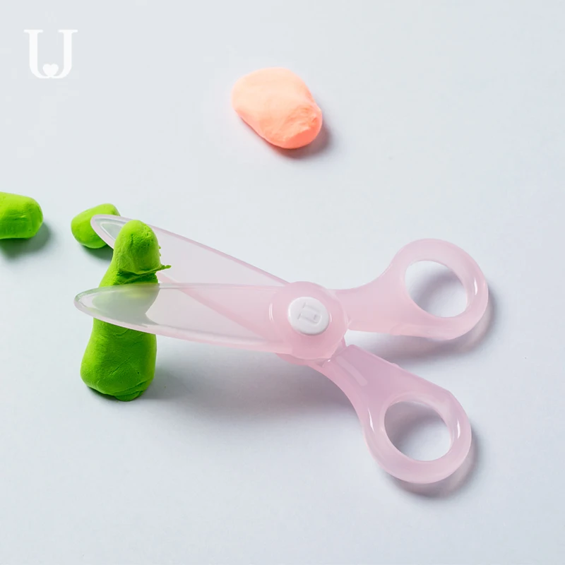 Youpin špecializované detské bezpečnostné nožnice Malé roztomilé papier fréza Ručné plastové nožnice nebudú bolieť ruky kolo hlavy nožnice