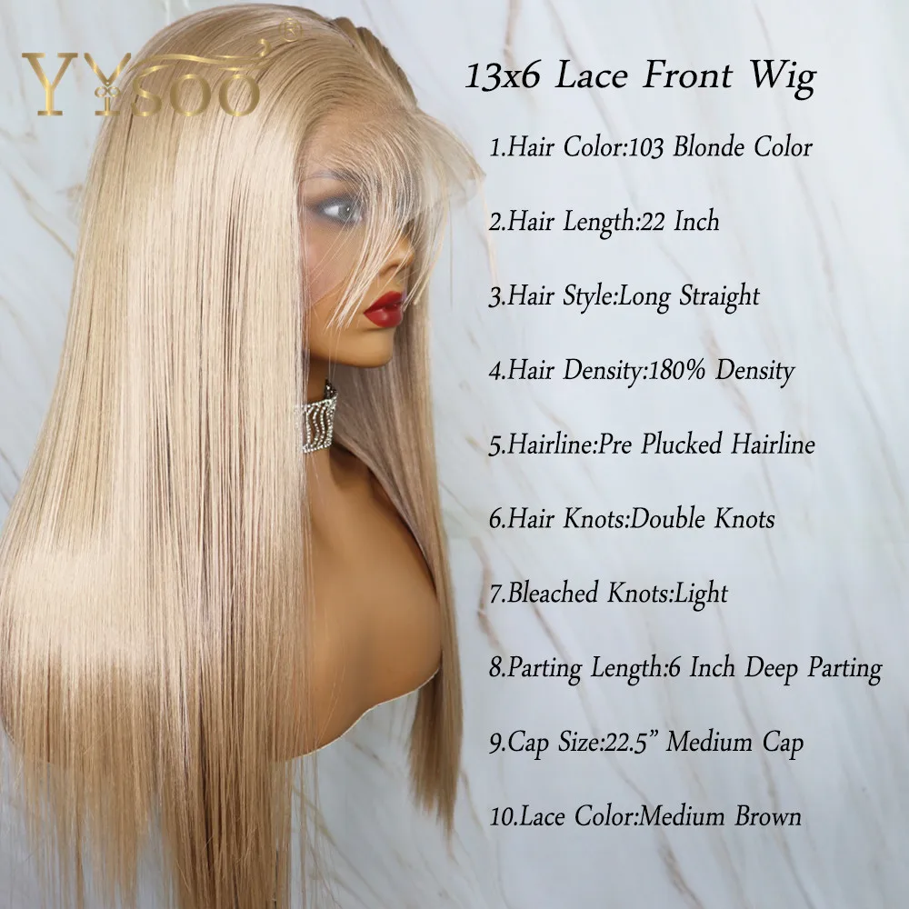 YYsoo Dlho 103 Farba 13x6 Syntetické Parochne Čipky Front Hodvábne Rovné Futura Japonsko Tepelne Odolných Vlákien Vlasy na Blond Parochne pre Ženy