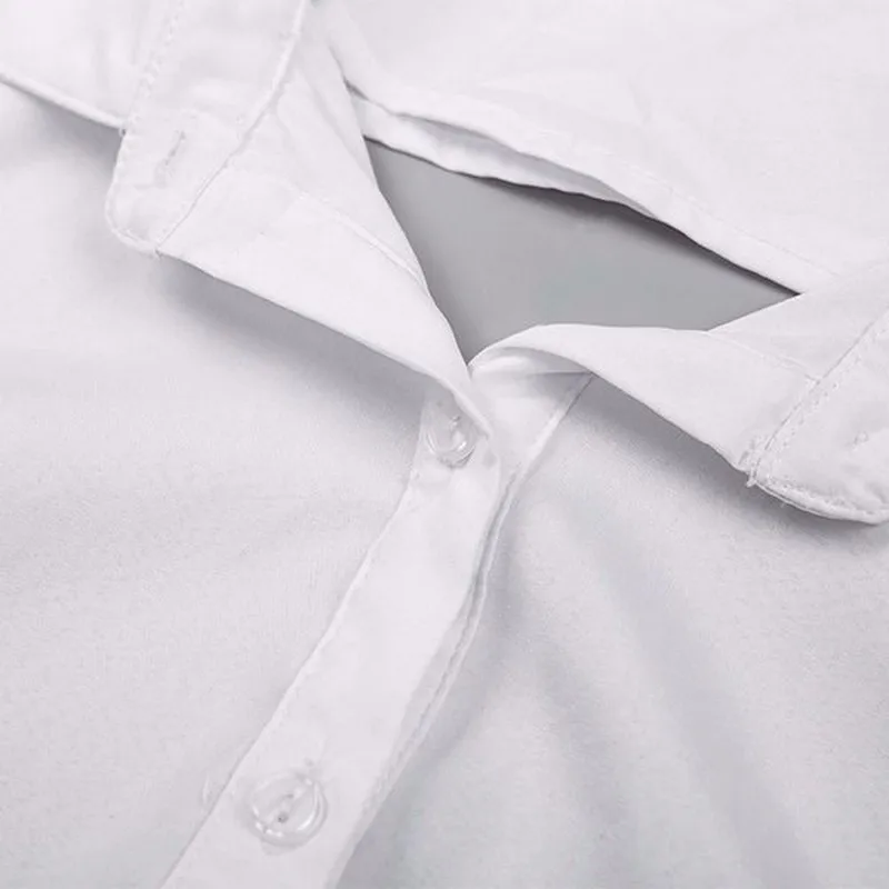 Zase dole golier long-sleeve sexy dámske tričko plus veľkosť klub žien top biele topy vytlačené krížové popruhy západný štýl košele