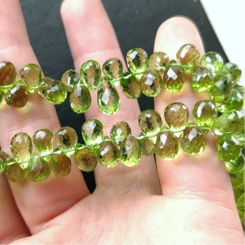 Zelená peridot drop tvárou voľné korálky na výrobu šperkov náhrdelník 32 CM FPPJ veľkoobchod