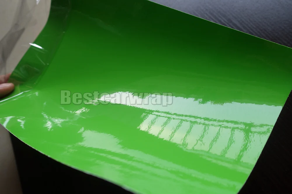 Zelená Tieňovaná LESKLÝ Vinyl fólie S 3 Vrstiev -Lesklý Lesklý Car Wrap Fólia Grafické vzduch Zadarmo pokrýva vinyle Veľkosť:1.52*20M/Roll