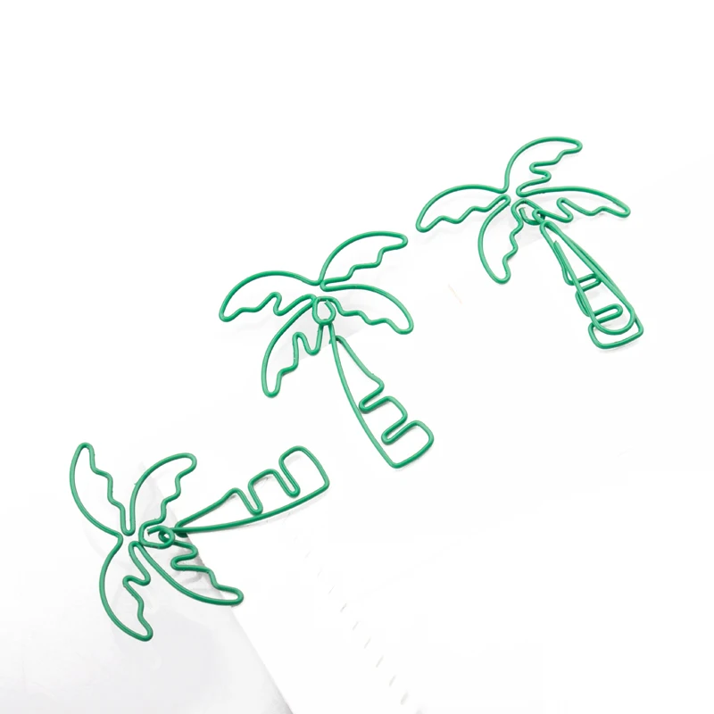 Zelený Kokosový strom tvarované spiniek Dekoratívne Plánovač Klipy Spinky Office Príslušenstvo Klip Záložku Roztomilý Papiernictvo Mini