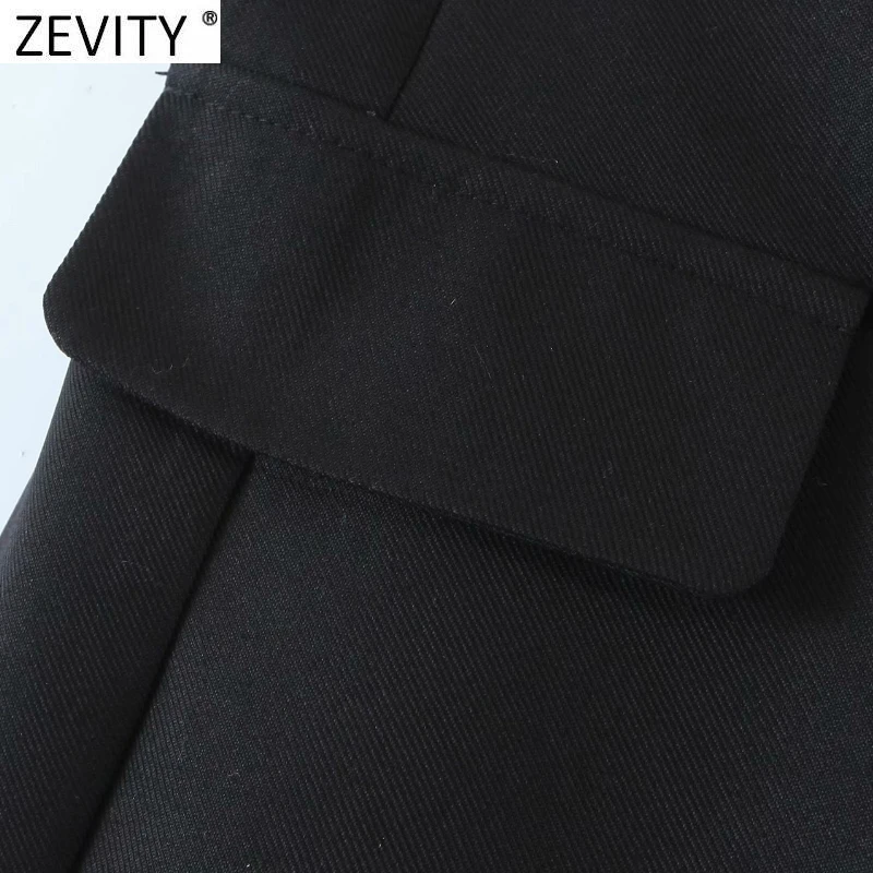 Zevity Nové 2021 Ženy Elegantné Módne Farby Patchwork Asymetrický Mini Sukne Femme Vintage Vrecká, Elastický Pás Sukne Mujer QUN730