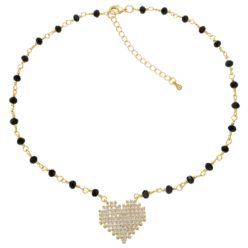 ZHUKOU 1 kus CZ kryštálmi zlatá farba náhrdelník pre ženy 2020 NOVÉ srdce Choker na spoločenské Šperky VL79