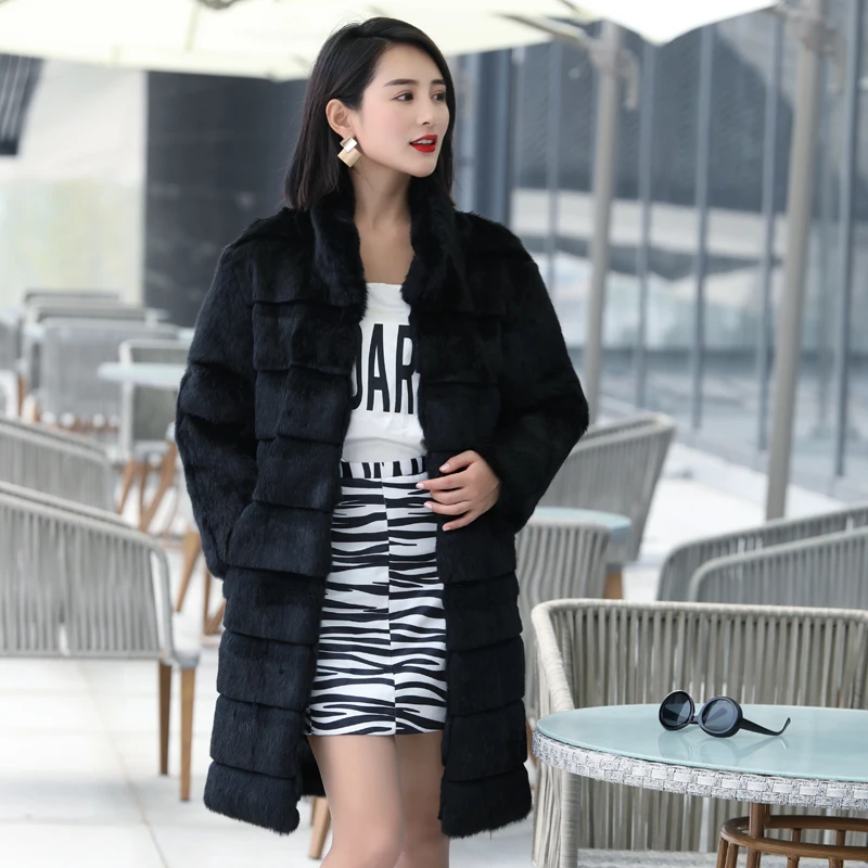 Zima Skutočná Králik Bunda Ženy Oblečenie 2020 Luxusné Kožušiny kórejský Bundy Dlhá Srsť Žena Vintage Kabát MY3529