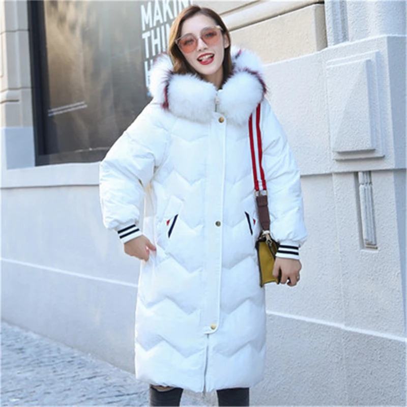 Zimné nové Žien nadol bunda žena dlhej časti verziu Kabát Lacket voľné fox kožušinovou kapucňou veľkosť Žena Dole kabát D894
