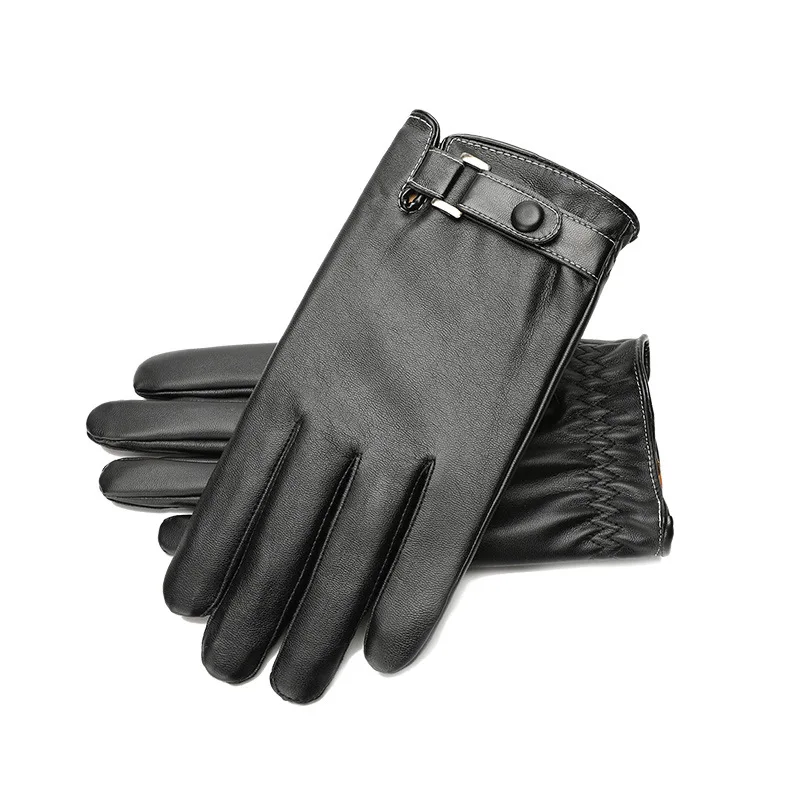 Zimné rukavice Mužov požičovňa motocyklové rukavice kožené PU luva, dotykový Udržať teplé nepremokavé Plus velvet zahusťovanie
