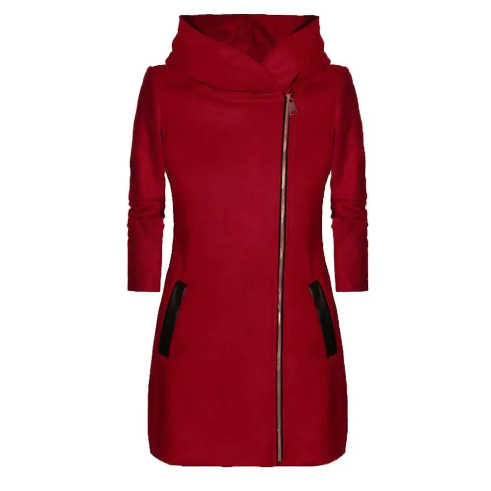 ZITY 2020 Jeseň Zima Plus Veľkosť Módne Ženy Náter Farbou Zip Long Sleeve Hooded Jacket Kabát vrchné oblečenie Dlhej Časti