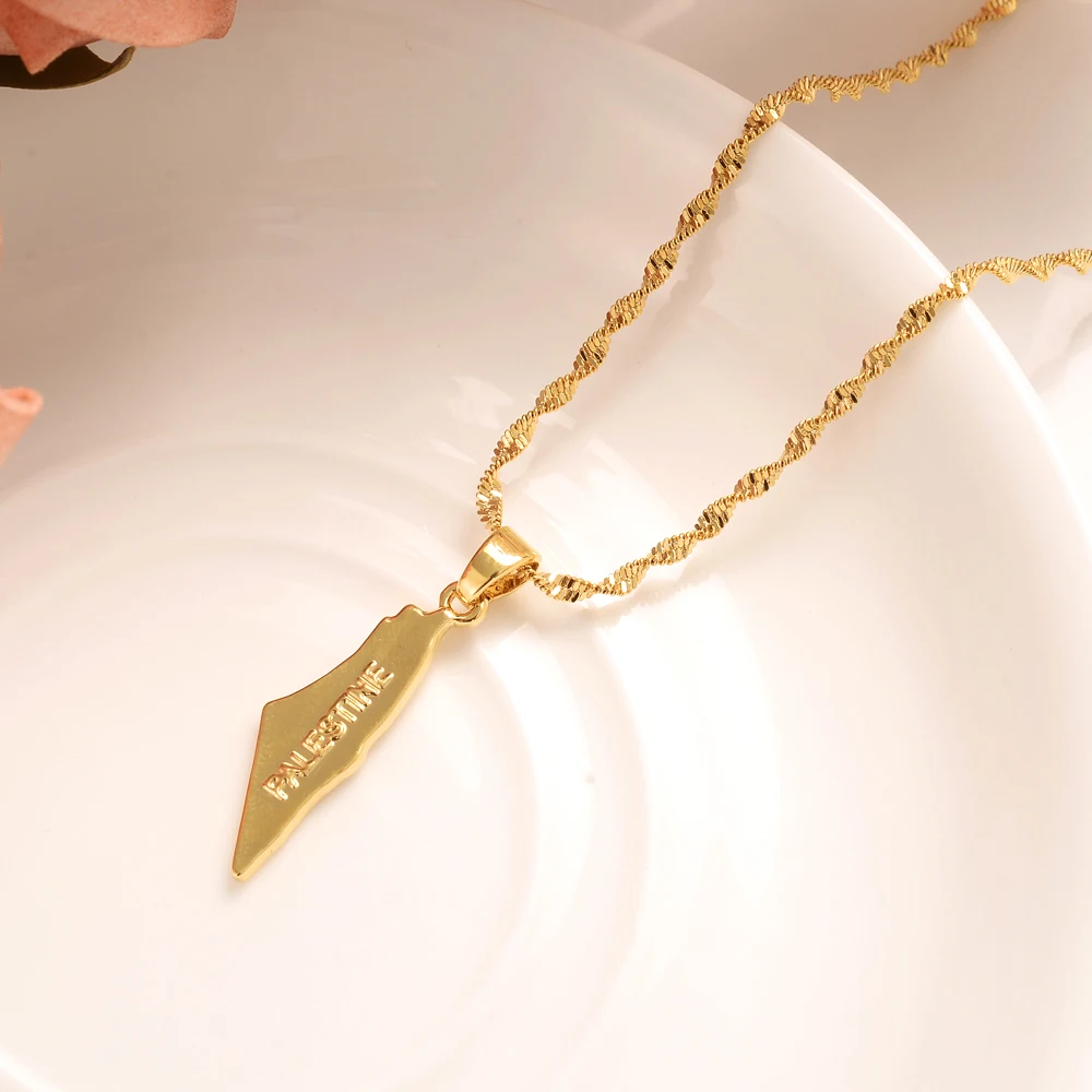 Zlato Palestíny mapu prívesok & náhrdelník reťazca ženy, Zlatá Farba Šperky sady pre Dievča, chlapca Darček deti strany Šperky darček