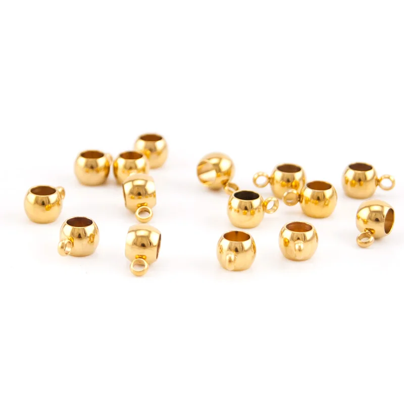 Zlaté 6/8 mm vnútorné slučky perličiek s kauciu kúzlo Prívesok List Perličiek Balls osobné Náhrdelník Kúzlo Náramok z Nerezovej Ocele perličiek