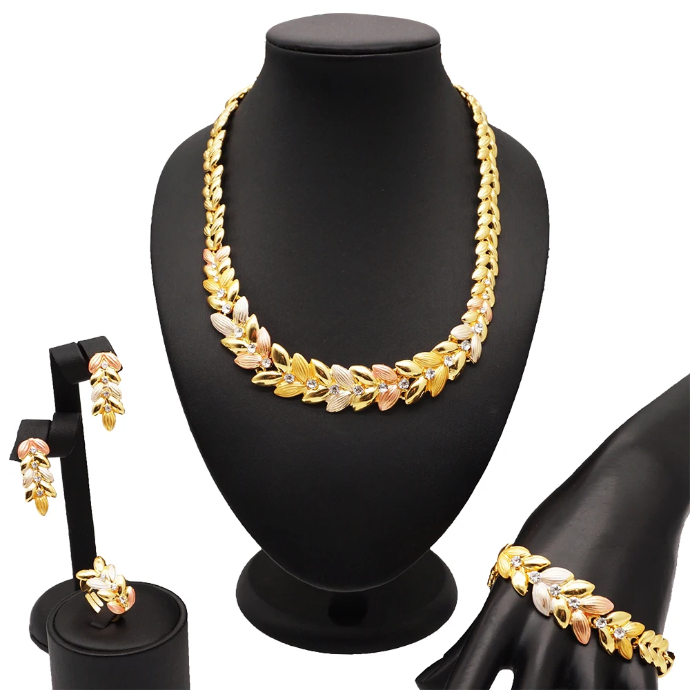 Zlaté šperky sady svadobné šperky set afrického veľké šperky sady zlatenie šperky set ženy náhrdelník