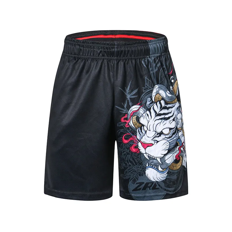 ZRCE 3D tiger trend tlač fitness sport Zip vrecku šortky priedušný rýchloschnúci proti vyblednutiu anti-obaľovanie bežné šortky