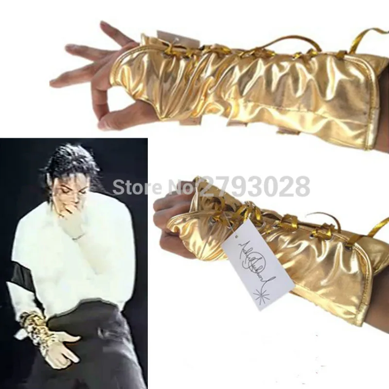 Zriedkavé MJ Michael Jackson Čiernej a Bielej Vokálny Koncert Zlaté Armbrace Rukavice Punk Perfromance Strany Oslavu bezprstové rukavice