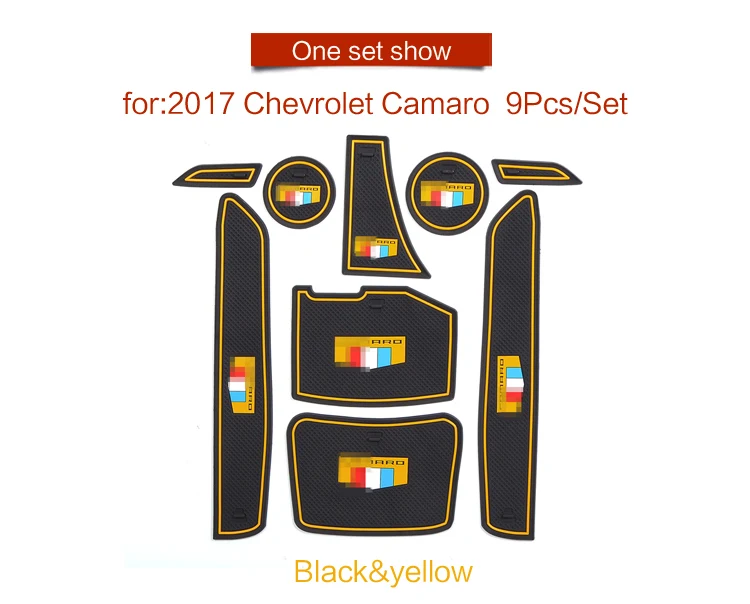 ZUNDUO Brány slot pad Pre Chevrolet Camaro 2017 Interiérové Dvere Pad/Pohár protišmykové rohože Orange/RED/WHITE