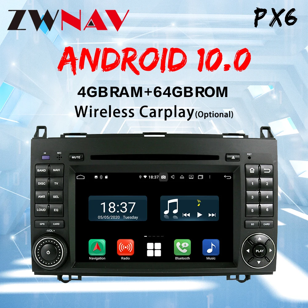 ZWNAV Android 10 Auta GPS Stereofónne autorádio, Auto DVD Prehrávač Pre BENZ A-class W169 A150 A170 B-trieda W245 B170 B200 2004-2012
