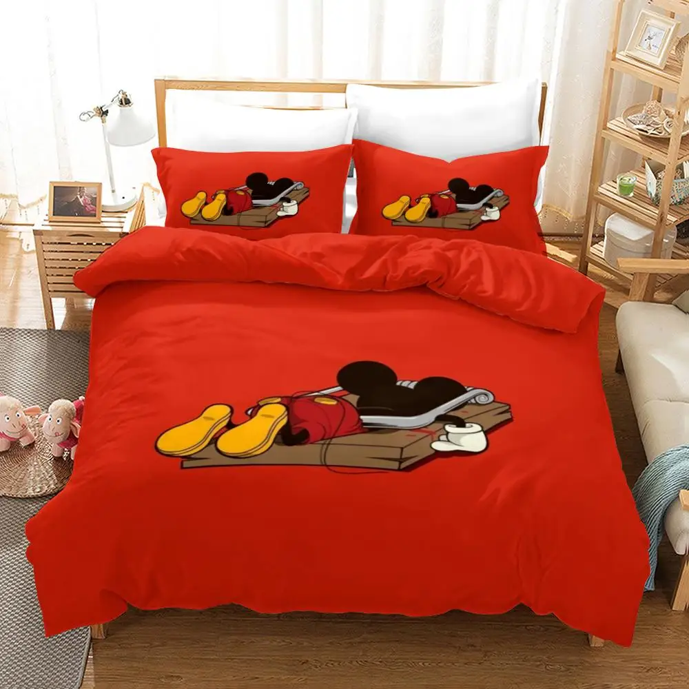 Úžasné Červená Mickey Mouse posteľná bielizeň Nastaviť Twin Veľkosť Deky Obliečky pre Deti Spálňa Decor Chlapca prehoz cez posteľ Queen Kráľa 3 ks 3D Nové