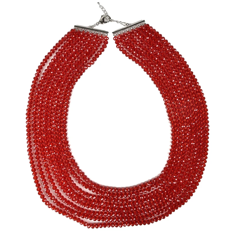 Červená multi-vrstvený kolo a nepravidelný tvar rezu pearl a Sklo, Krištáľovo drahokam náhrdelníky vám ohnivá vášeň