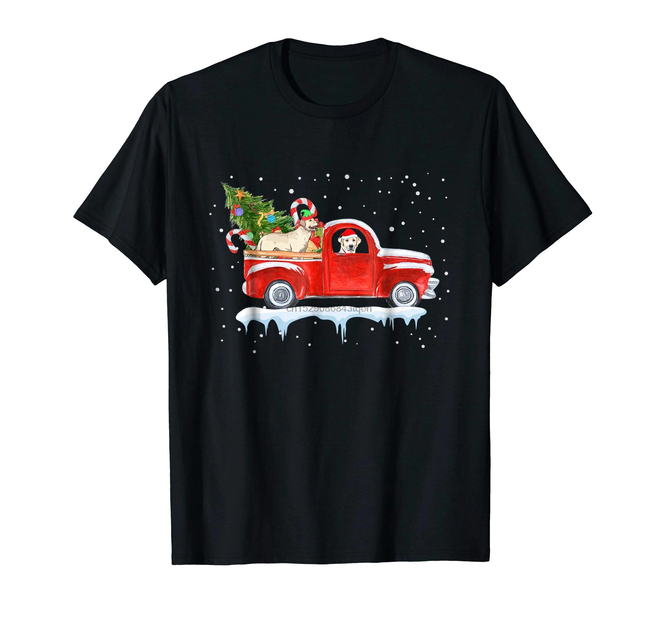 Červený Kamión Tee Labrador Retriever Jednotka T-Shirt-Black Vtipné Vianočné Tričko-pánske