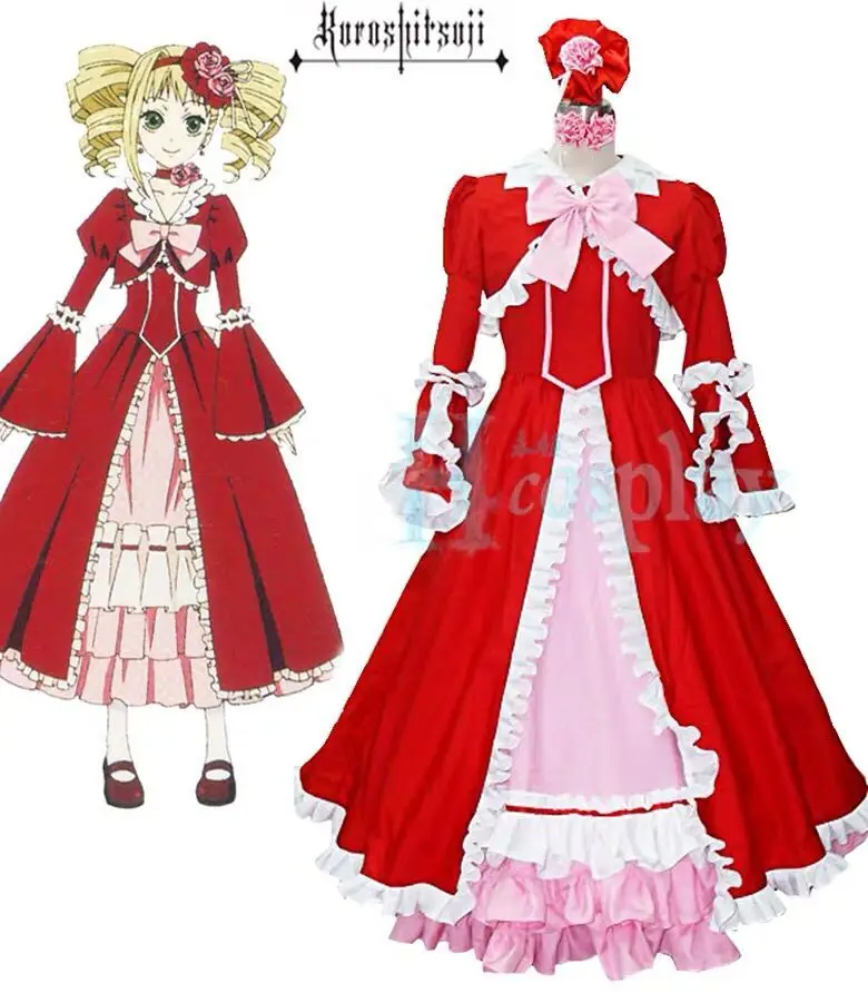 Čierna Butler Kuroshitsuji Elizabeth Cosplay Kostým Červená Maškarný Lolita Šaty Halloween Kostýmy pre Ženy Vlastné Akejkoľvek Veľkosti