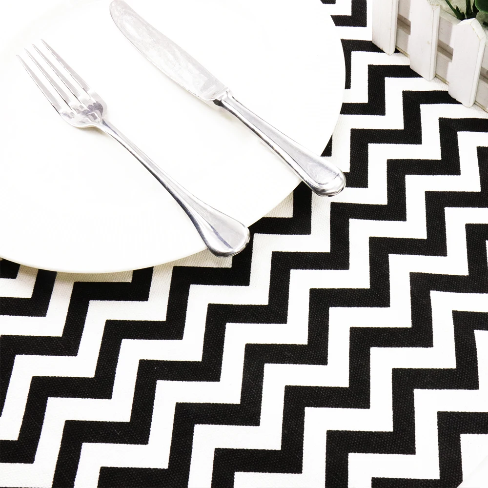 Čierne Biele Pruhované Stôl Runner s strapec Romantické svadobné dekorácie stola výzdoba domov diy dekorácie Európe štýl textilné